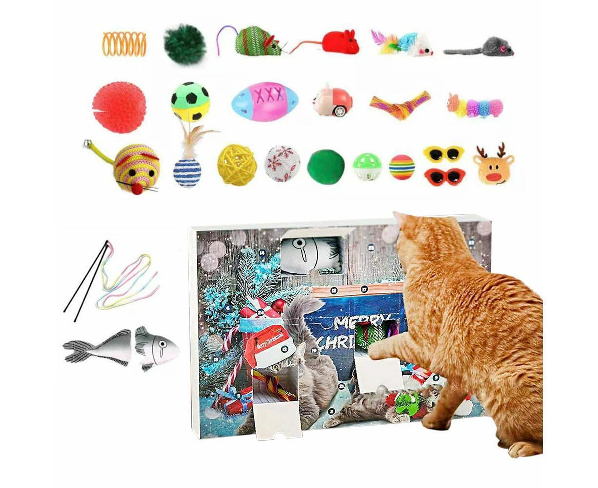Cat Advent Calendar 2024 Christmas Countdown Calendar Xmas Gift for Kitten Toys 24Pcs