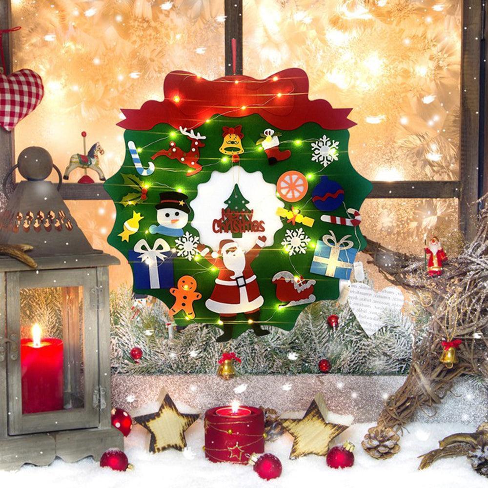 DIY Felt Christmas Wreath Wall Hanging Decor - Without light