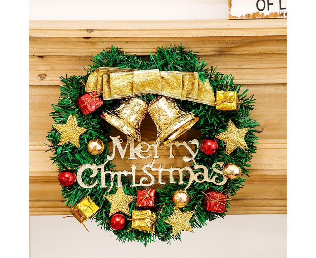 Christmas Wreath for Front Door, Pre-lit Xmas Wreath Decorated with Ball Ornaments, Pine Cones, Berries, for Wall Windows Home Outdoor Decor