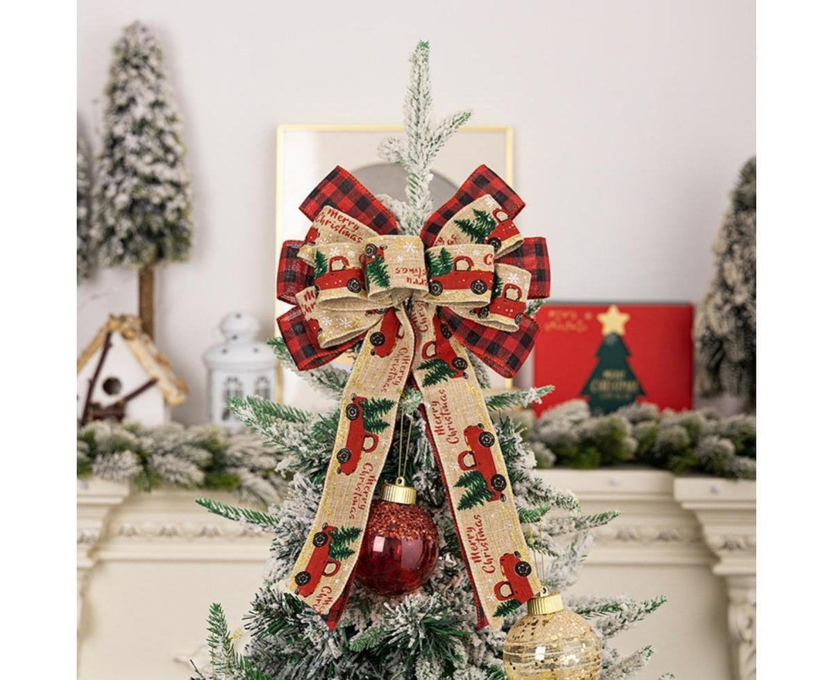 Fall Bow Wreath Thanksgiving Wreath Burlap Bow Fall Orange Pumpkin Wreath Bow Decor Buffalo Plaid Bow Tree Topper for Indoor Outdoor 1PCS