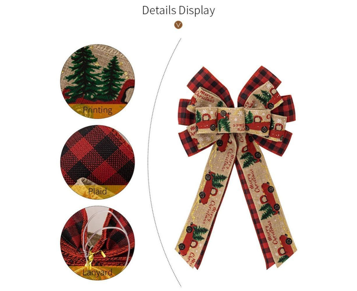 Fall Bow Wreath Thanksgiving Wreath Burlap Bow Fall Orange Pumpkin Wreath Bow Decor Buffalo Plaid Bow Tree Topper for Indoor Outdoor 1PCS