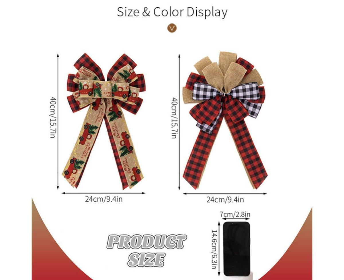 Fall Bow Wreath Thanksgiving Wreath Burlap Bow Fall Orange Pumpkin Wreath Bow Decor Buffalo Plaid Bow Tree Topper for Indoor Outdoor 3PCS