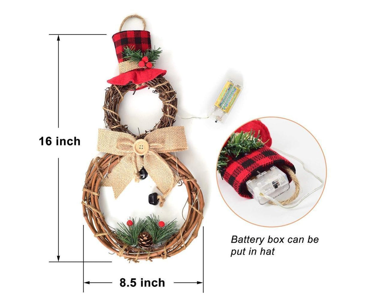 Lighted Christmas Wreath Decoration, Grapevine Wreath for Front Door Home Garden Wall Decor