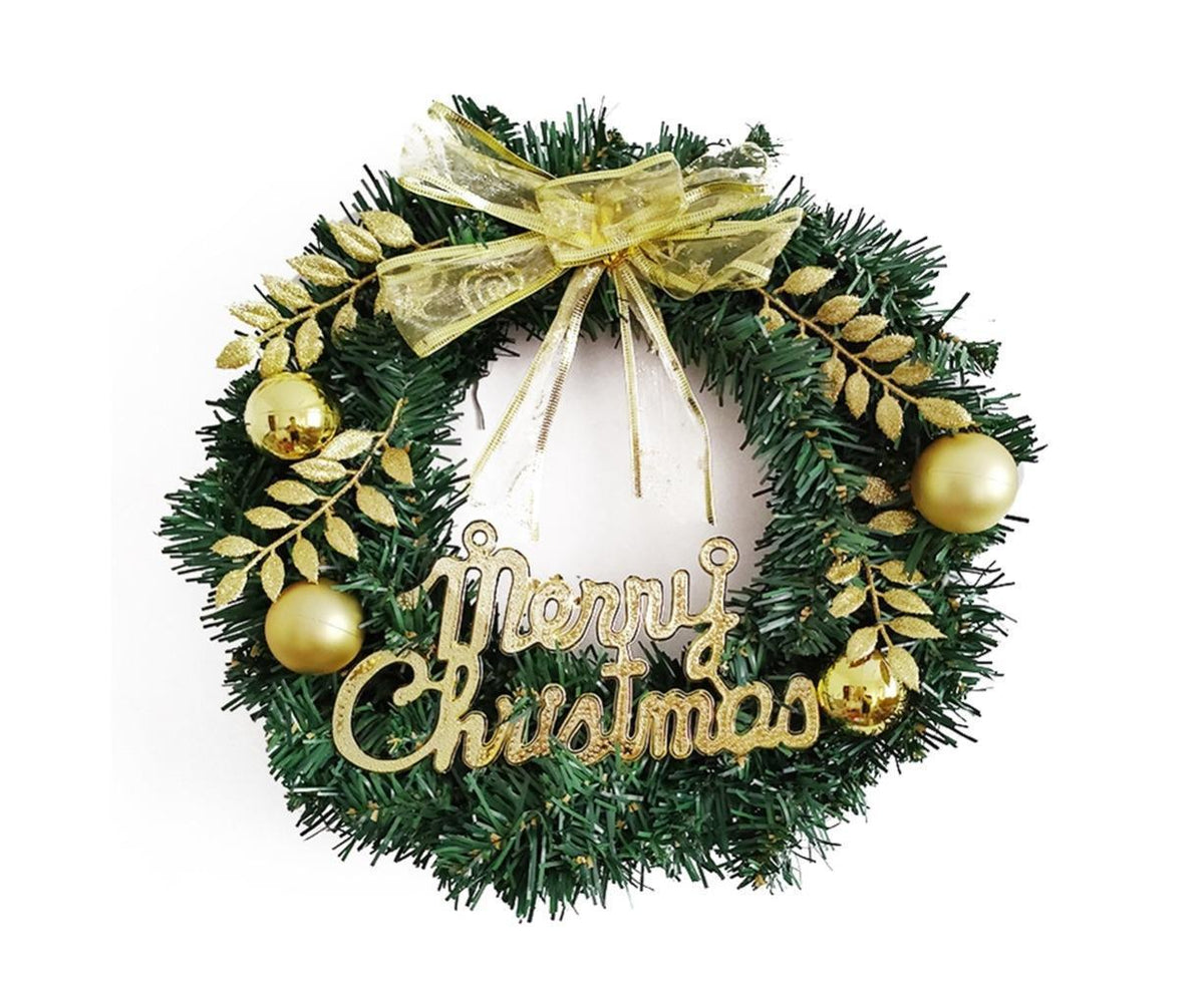 Xmas Wreaths Decorative Pine Needles Rattan Garlands with Stars Color Ball Gifts Box Decorating