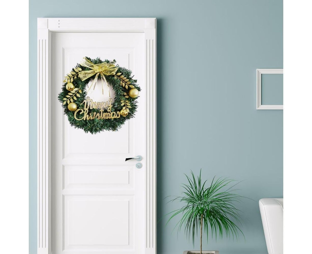 Xmas Wreaths Decorative Pine Needles Rattan Garlands with Stars Color Ball Gifts Box Decorating