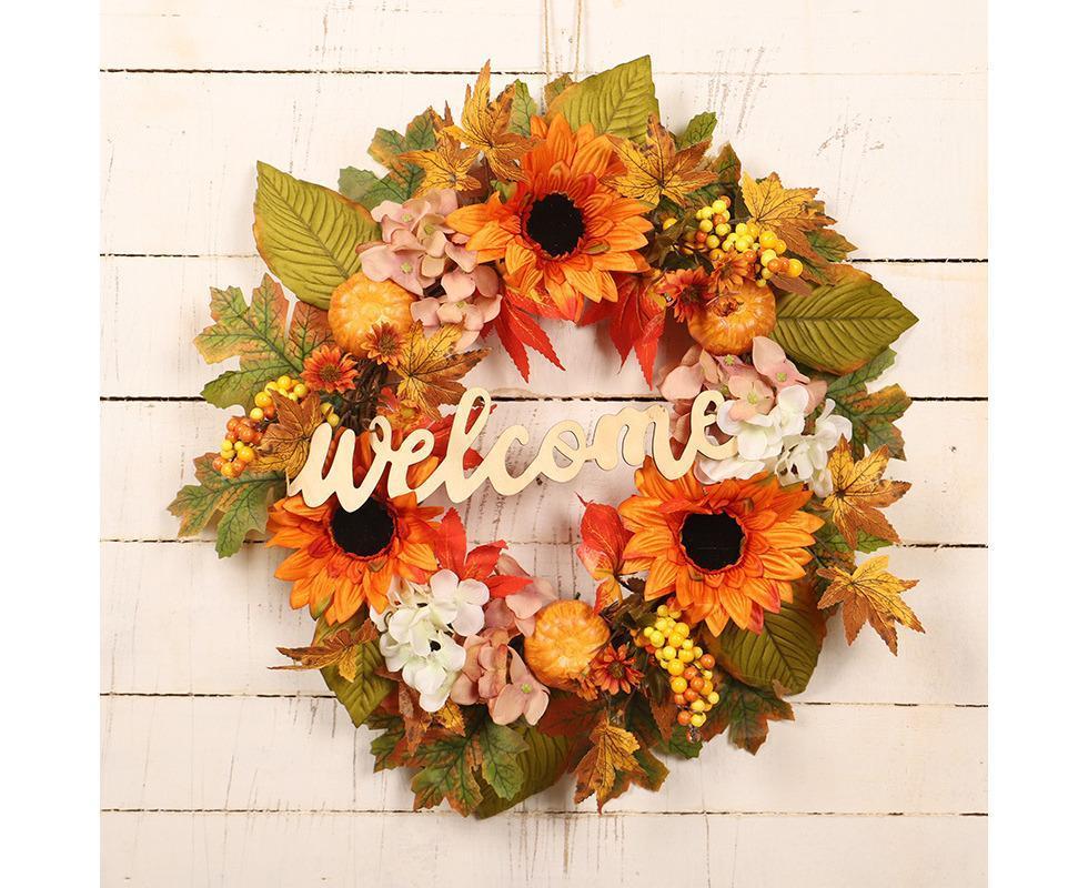 45cm Fall Wreath - Thanksgiving Wreath, Artificial Fall Garland, Welcome Wreath Decorations