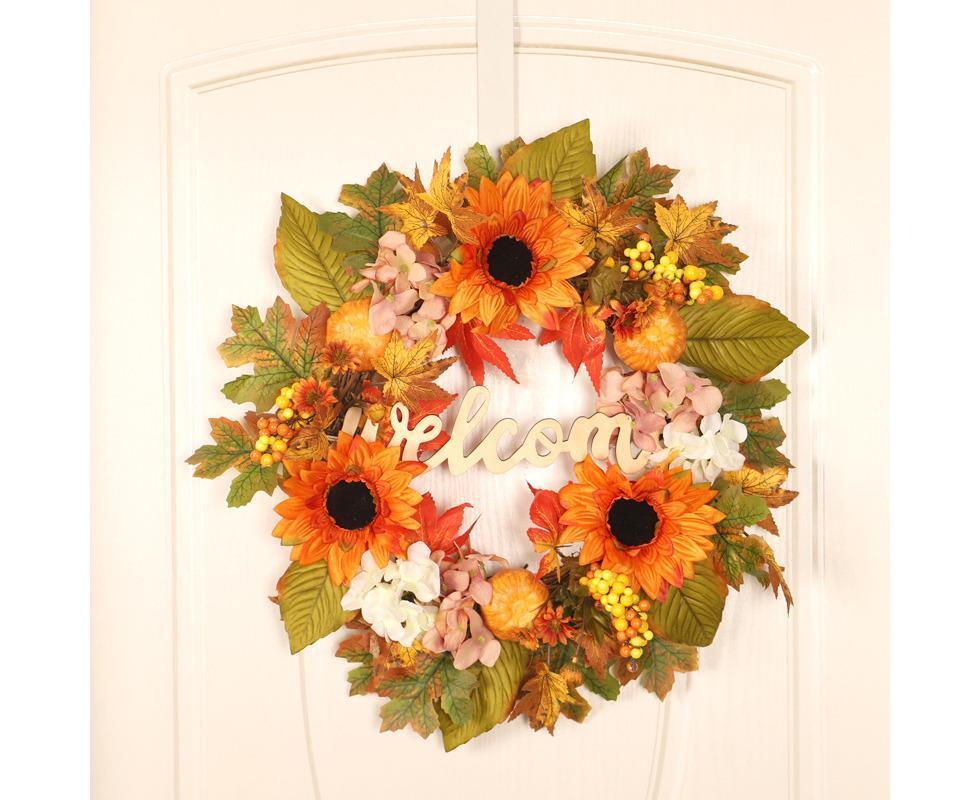 45cm Fall Wreath - Thanksgiving Wreath, Artificial Fall Garland, Welcome Wreath Decorations
