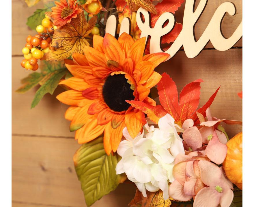 45cm Fall Wreath - Thanksgiving Wreath, Artificial Fall Garland, Welcome Wreath Decorations