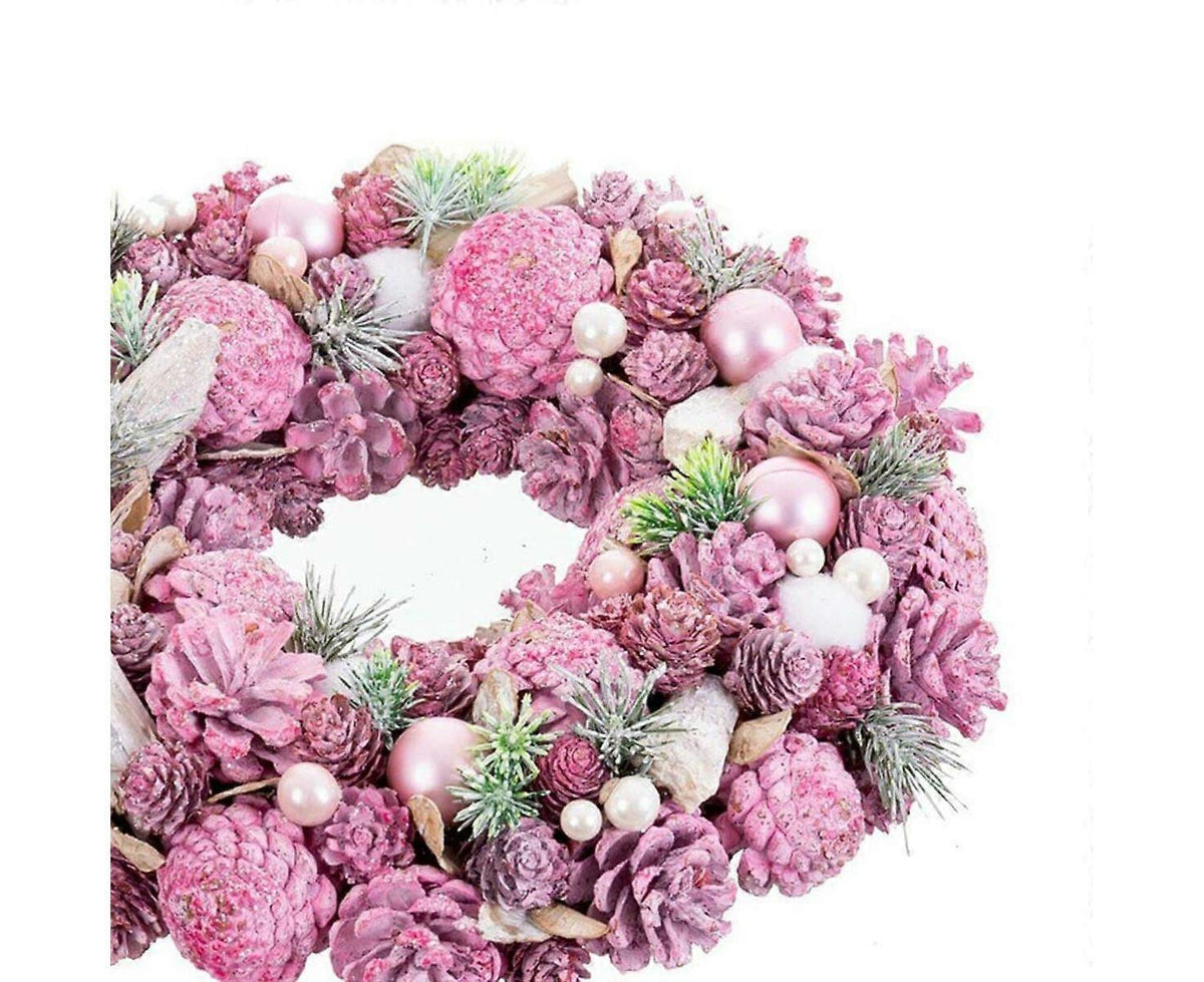 Advent wreathe pink multicolour plastic foam 34 x 34 x 8.5cm