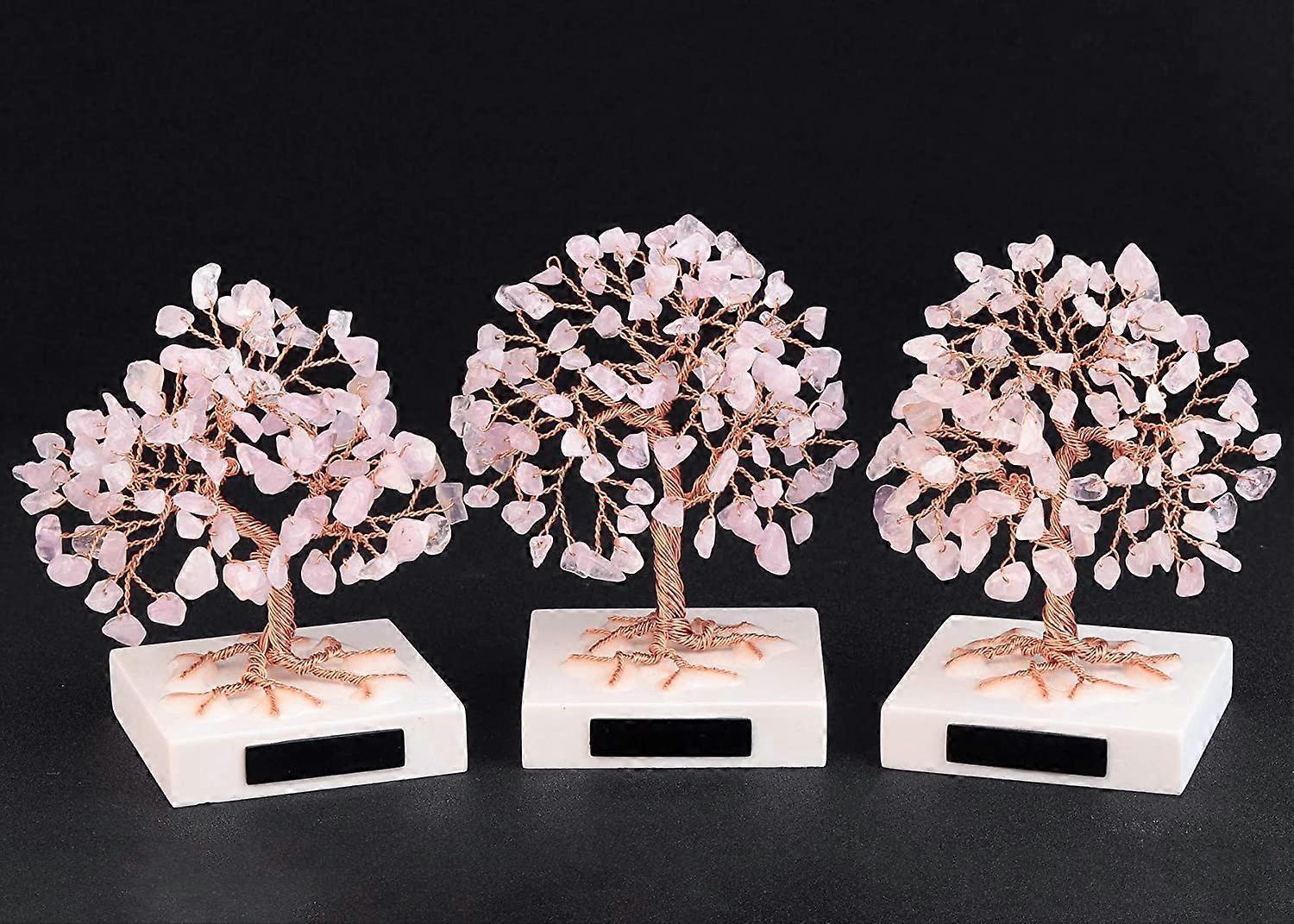 Chakra Tree of Life Feng Shui Decoration Tree of Happiness Crystal Meditation Marble Base Multicolor Small Rose Flower Decoration