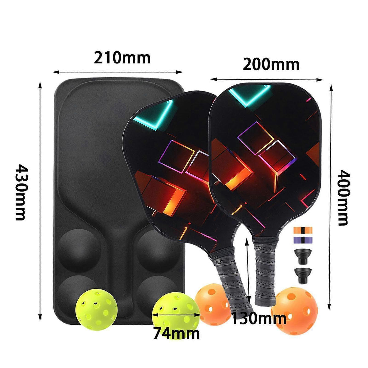 Pickleball Rackets Set with Ergonomic Fiberglass Grip, Gym Gift for Adults