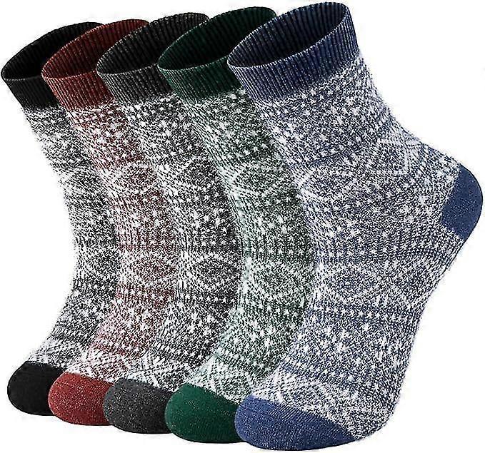 Wool Socks for Women 5 Pairs Warm Boot Crew Cozy Winter Soft Socks Set