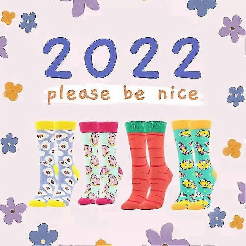 Women's Cotton Novelty Print Socks Animal Food Pattern Cute Pack Socks