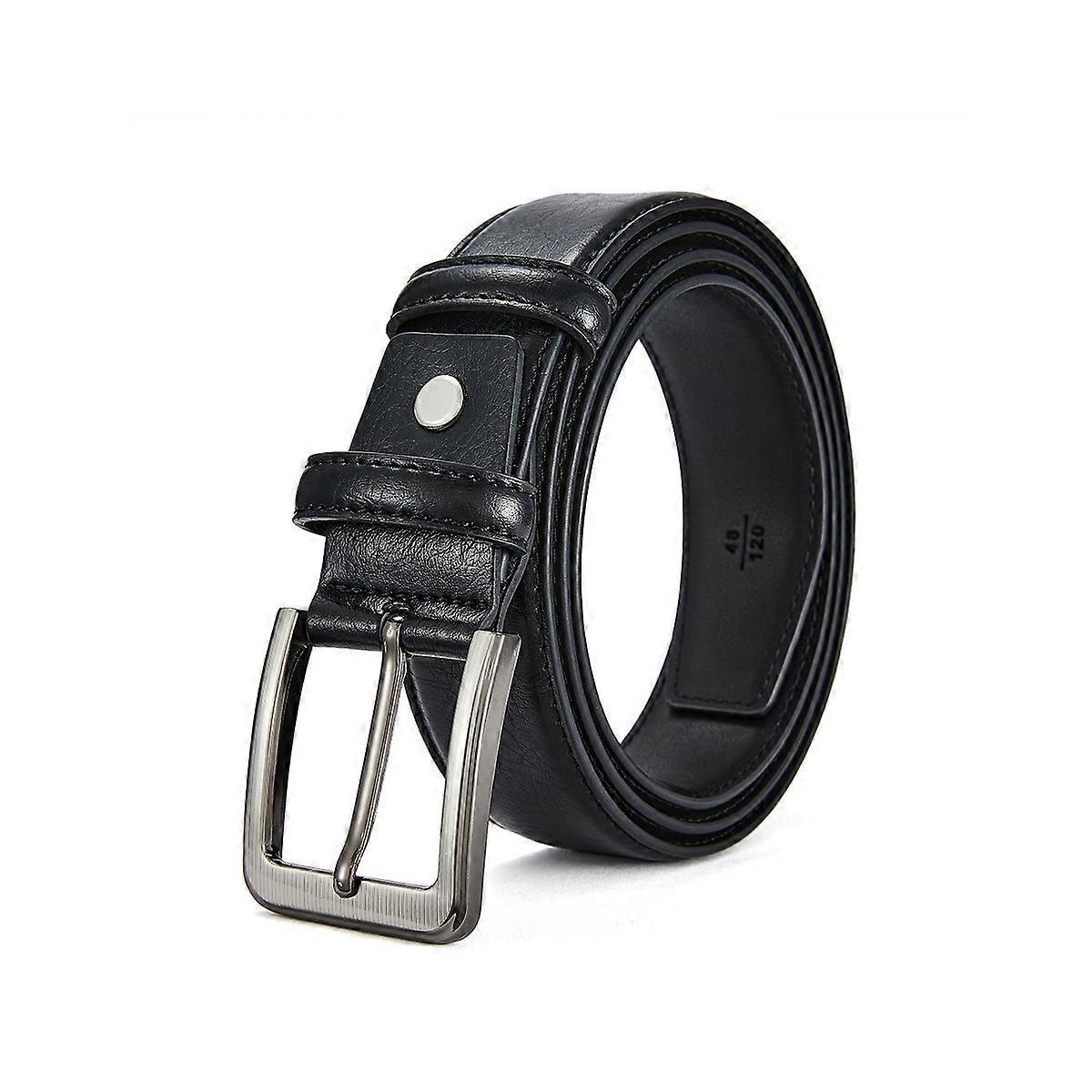 Men's Black Leather Belt, 130cm Genuine Leather Belt