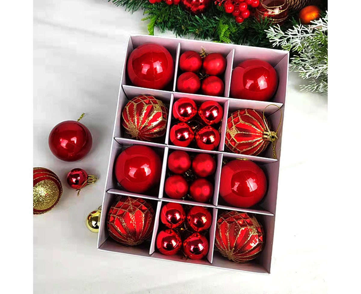40Pcs 3/6cm Xmas Tree Ball Pendant-Red