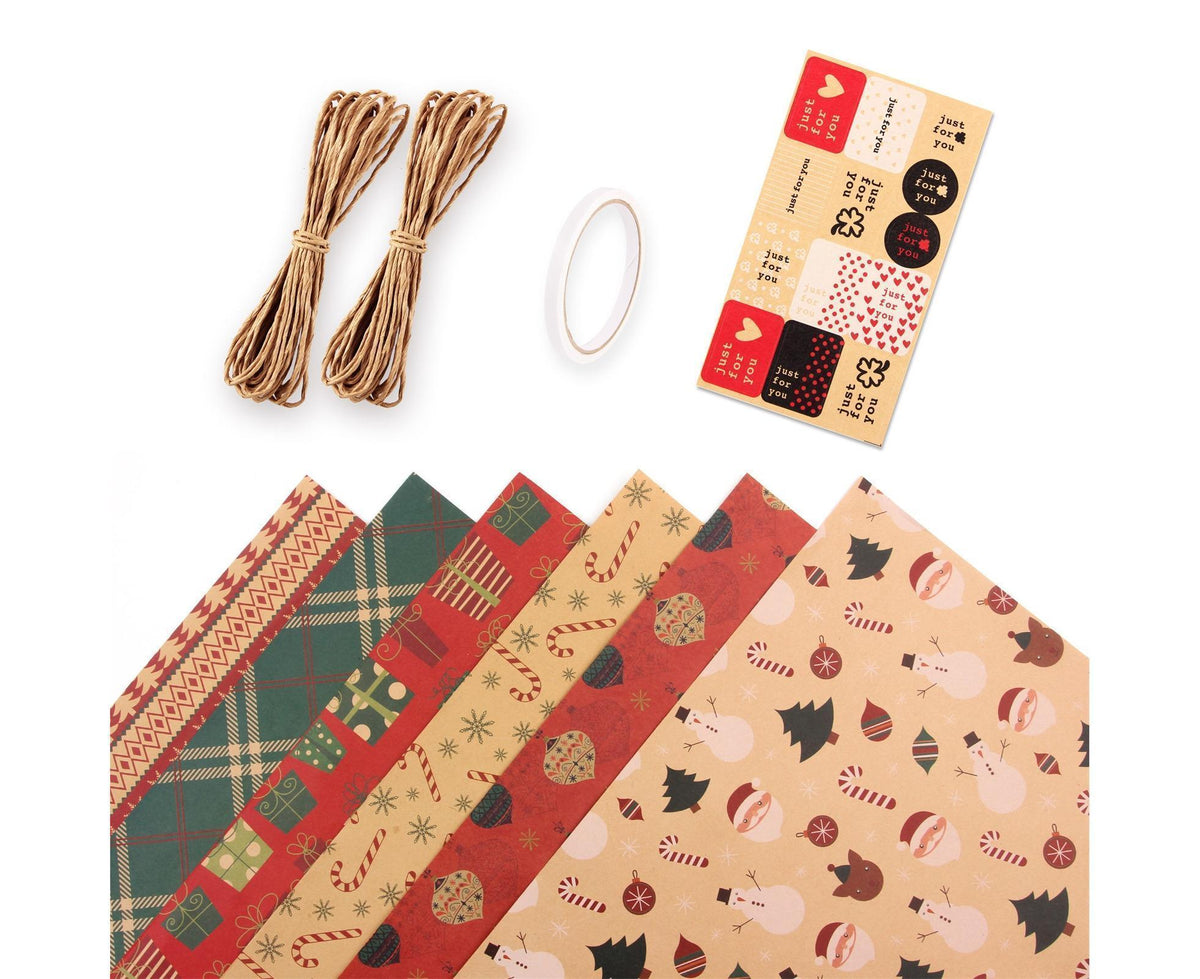 6Pcs Gift Wrapping Paper for Christmas