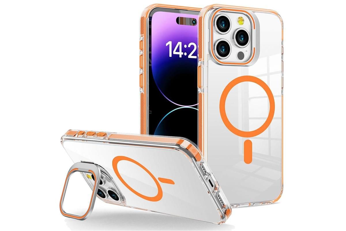 For iPhone 16 Series Phone Case with Stand Full Body Case -Orange /iPhone 16 Plus