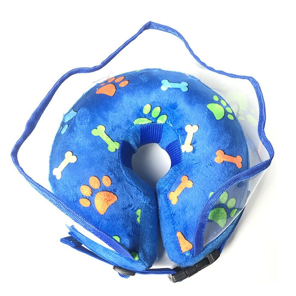 Soft Inflatable Pet Dog Cone Collar Anti Licking Scratching Blue - L