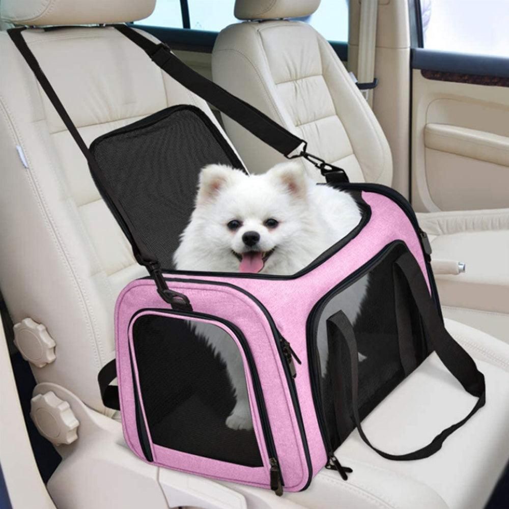 Foldable Travel Pet Carrier Bag Portable Cat Dog Kennel Bag Pink - XL