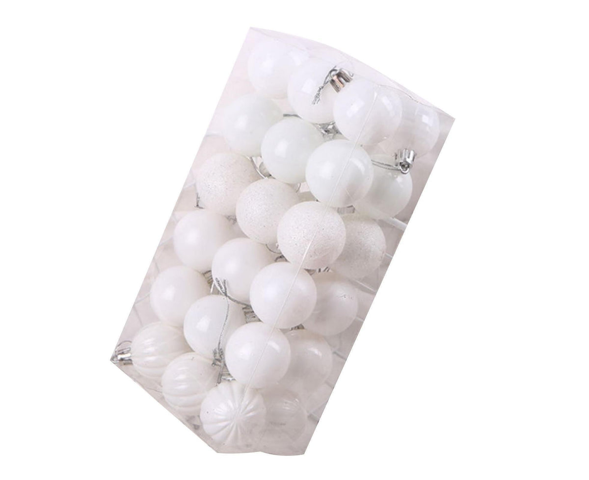 36Pcs Christmas Tree Balls Festival Home Party Mall Xmas Hanging Decor Ornament-White