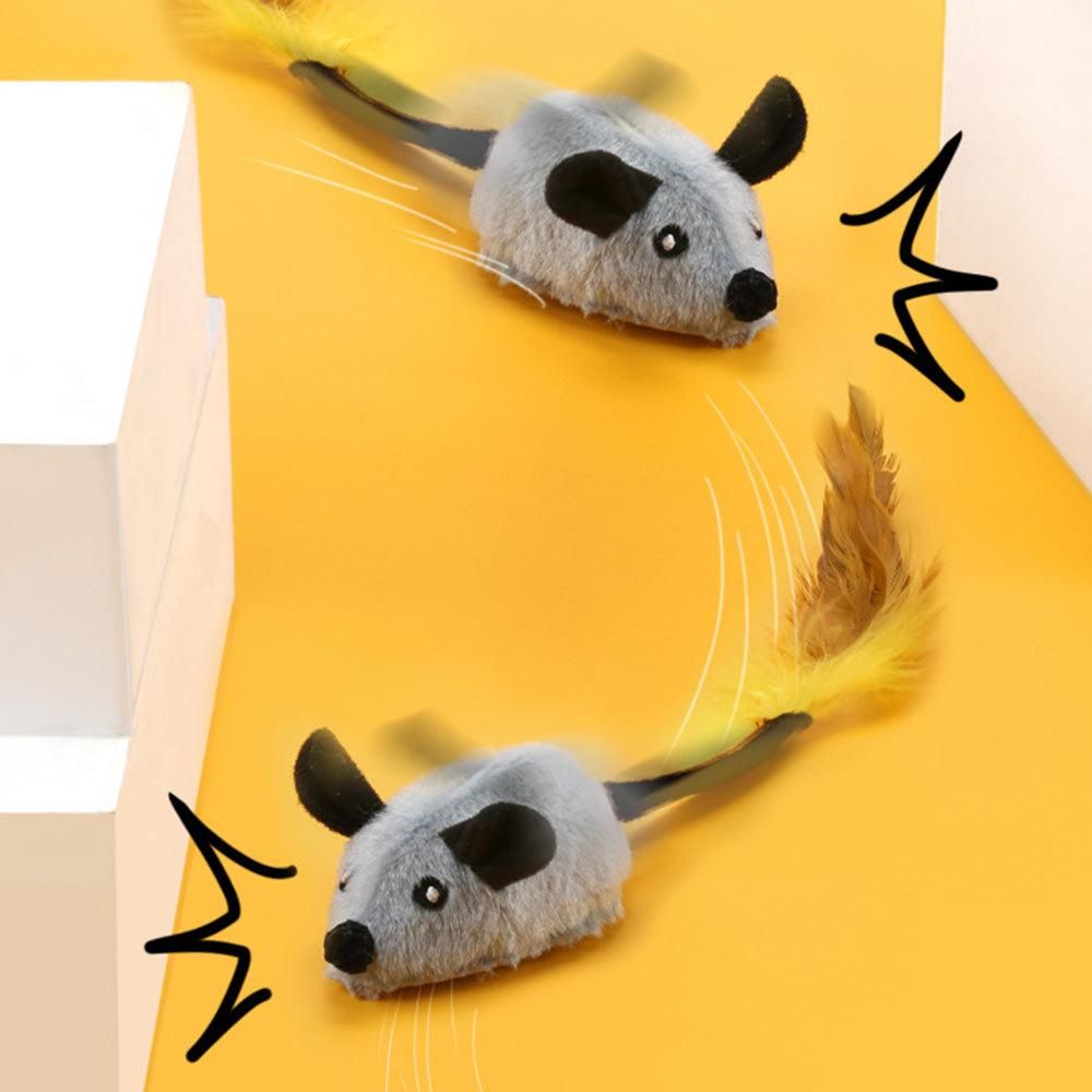 Squeaky Escaping Mouse Toy Light-up Auto Moving Rechargeable Interactive Cat Toy Grey