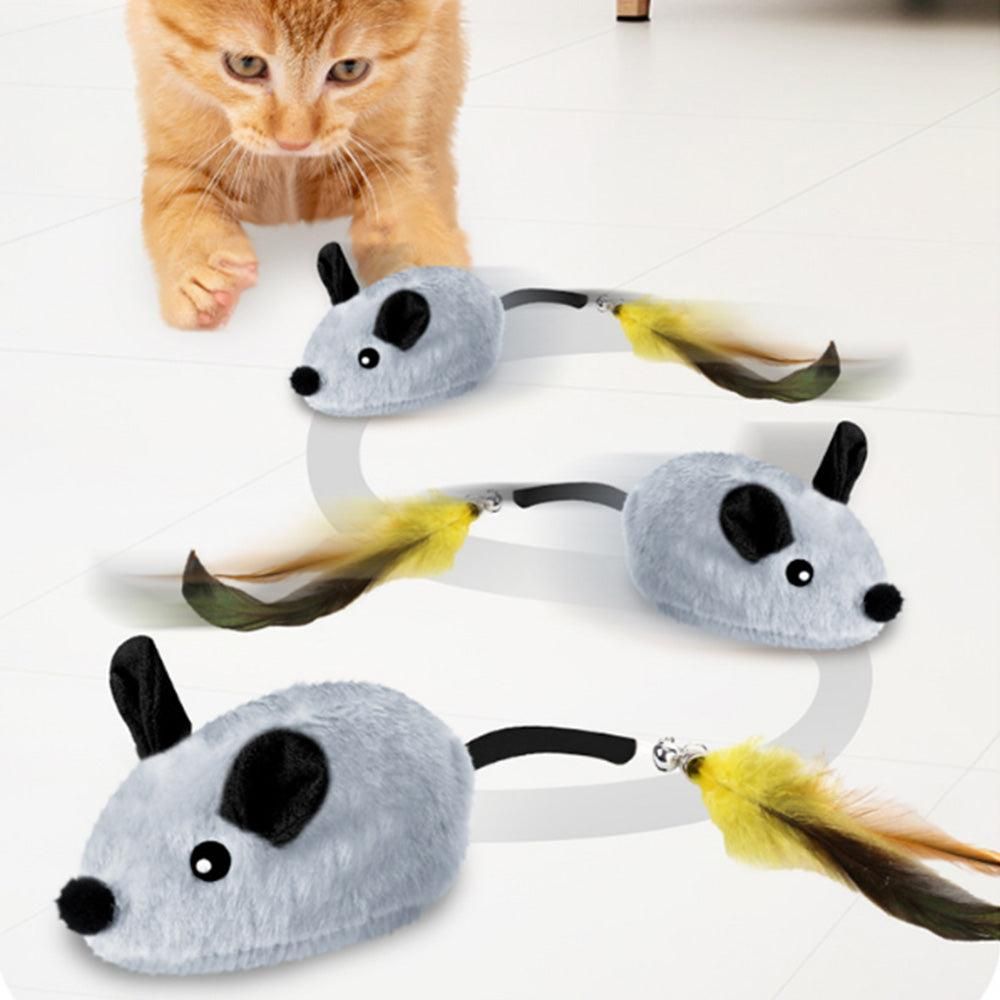Squeaky Escaping Mouse Toy Light-up Auto Moving Rechargeable Interactive Cat Toy Grey