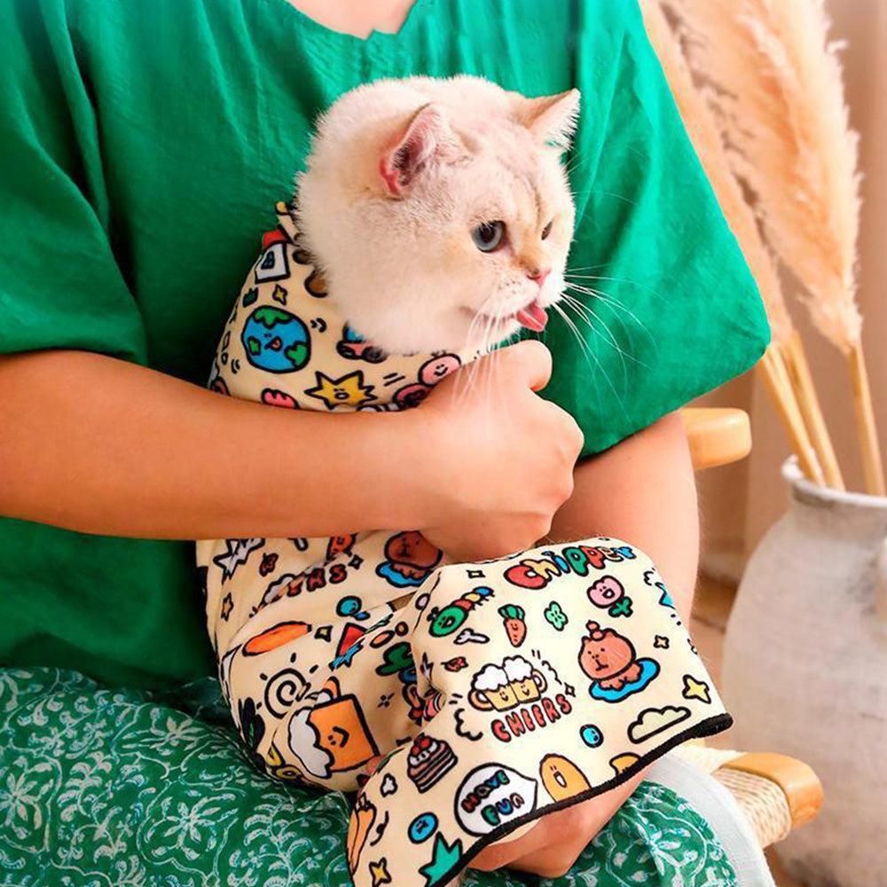 Anti-Escape Cat Grooming Wrap Mat Anti-Scratch Calming Wrap for Pet Nail Clipping Multifunctional Pet Mat - M