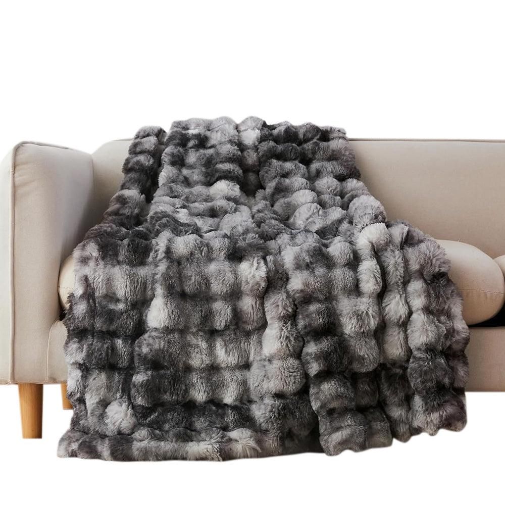 Bubble Tie Dye Throw Blanket Soft Cozy Microfiber Lightweight Warm -Dark Grey XL