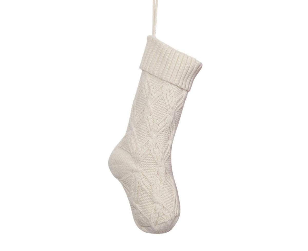 1Pc Xmas Stockings Knitted Hanging Socks-Ivory