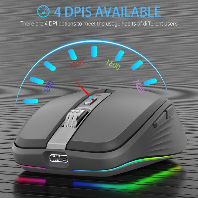 2.4G+BT5.1 Dual-mode Wireless Gaming M,Ergonomic Design 4-gear Adjustable DPI(Black)
