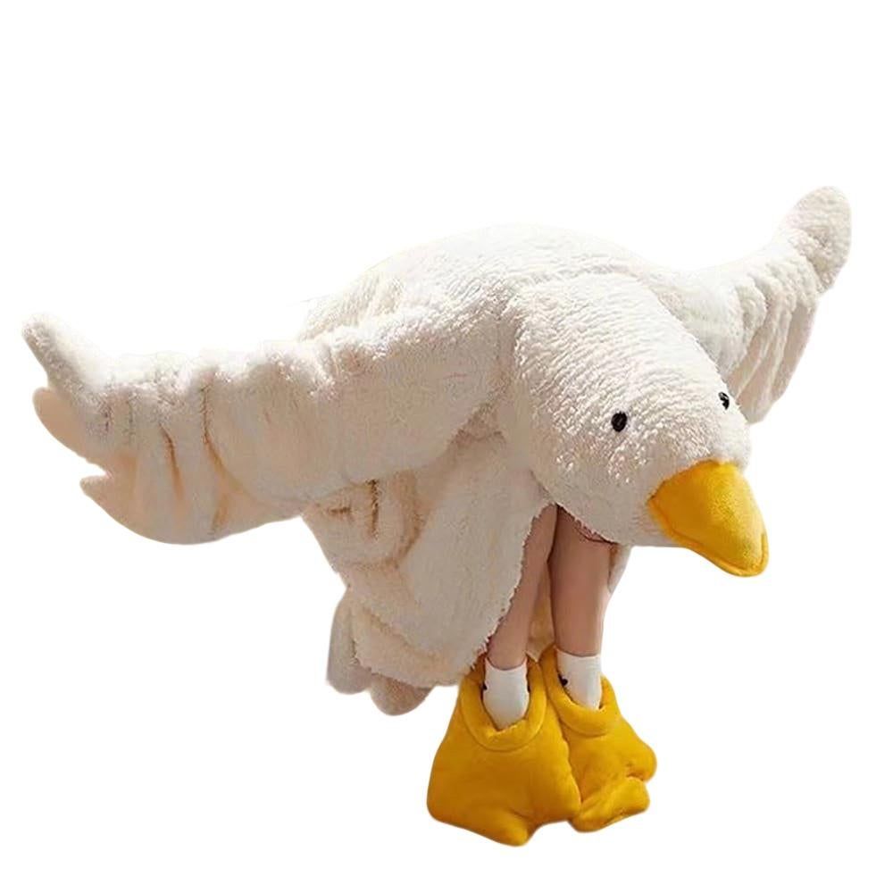 Cartoon Goose Hoodie Blanket Oversized Fleece Onesie for Sleep Lounging and Party - With Shoes& 2XL