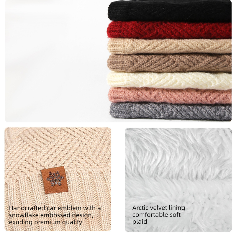 Women's Fashionable Winter 3-Piece Set: Knit Hat, Scarf, and Gloves. A must-have for outdoor skiing and cycling - Pink