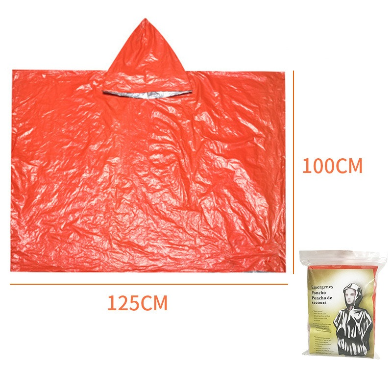 Outdoor Emergency Waterproof Insulated Raincoat, Portable Folding Camping and Hiking Cold-Weather Raincoat β Orange