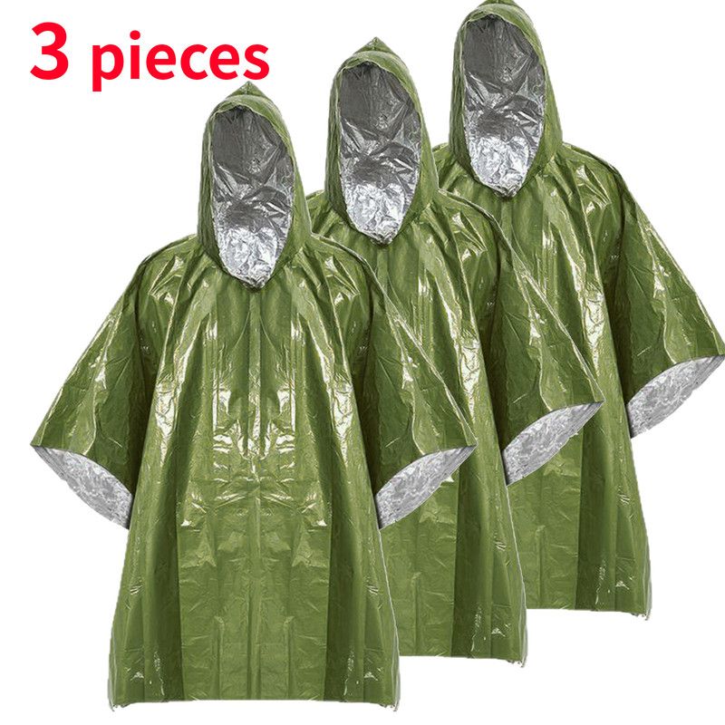 Outdoor Emergency Waterproof Insulated Raincoat, Portable Folding Camping and Hiking Cold-Weather Raincoat β Green
