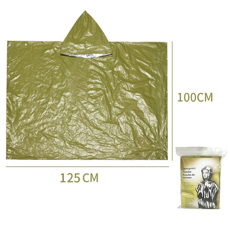 Outdoor Emergency Waterproof Insulated Raincoat, Portable Folding Camping and Hiking Cold-Weather Raincoat β Green