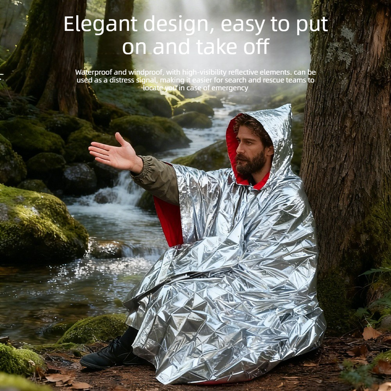 Outdoor Emergency Waterproof Insulated Raincoat, Portable Folding Camping and Hiking Cold-Weather Raincoat – Green