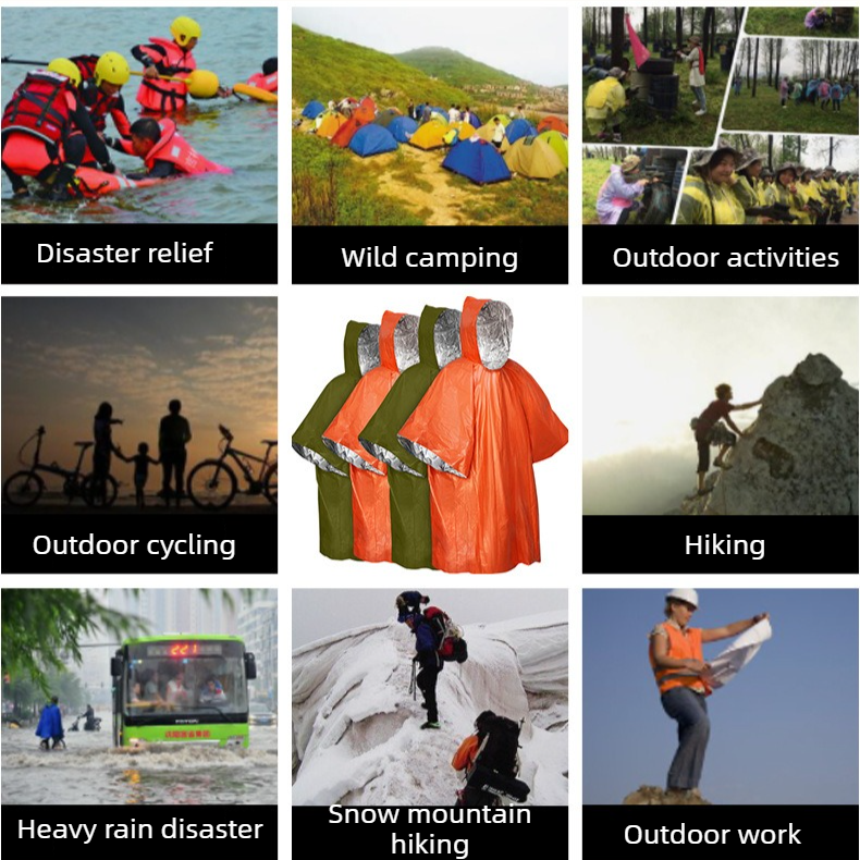 Outdoor Emergency Waterproof Insulated Raincoat, Portable Folding Camping and Hiking Cold-Weather Raincoat – Green