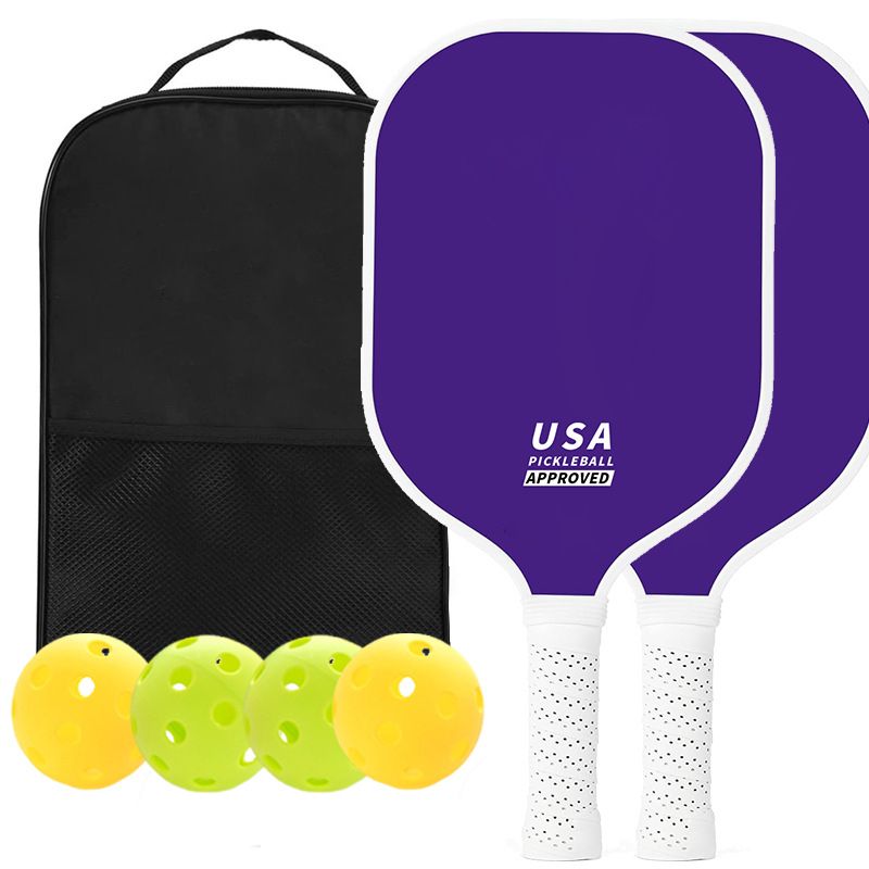 2-Player Pickleball Paddle Set, Durable Glass Fiber Pickleball Racquets with Comfort Grip, Includes 4 Balls & Carry Bag - Pink