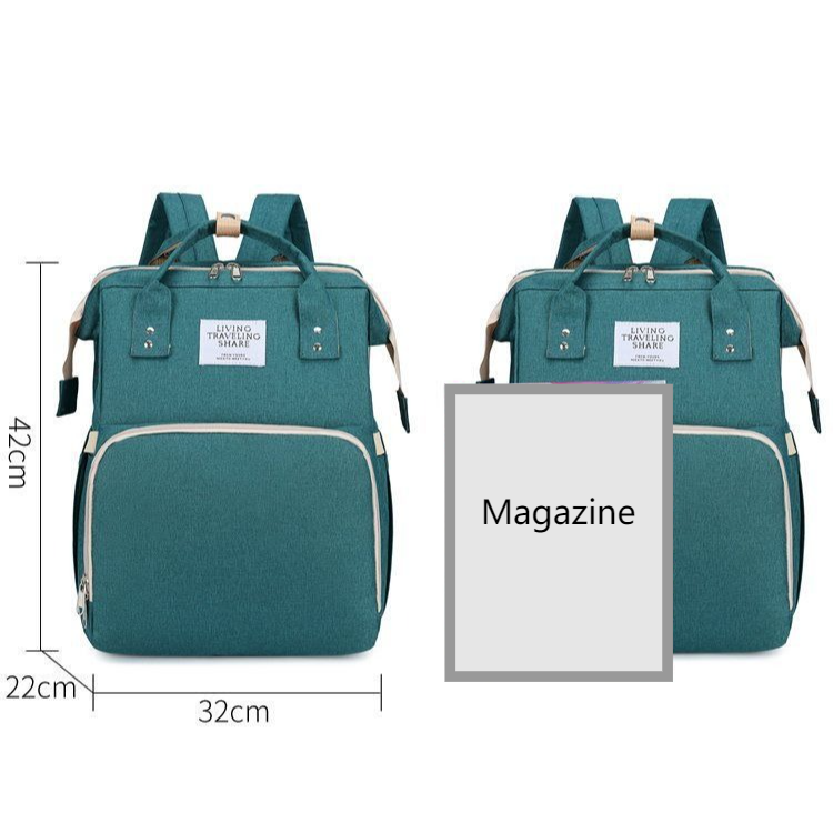 Convertible Baby Bed Diaper Backpack, Waterproof Oxford Multifunction Mommy Bag, 3-Way Hand/Shoulder/Backpack for Travel and Outdoor Use - Gray