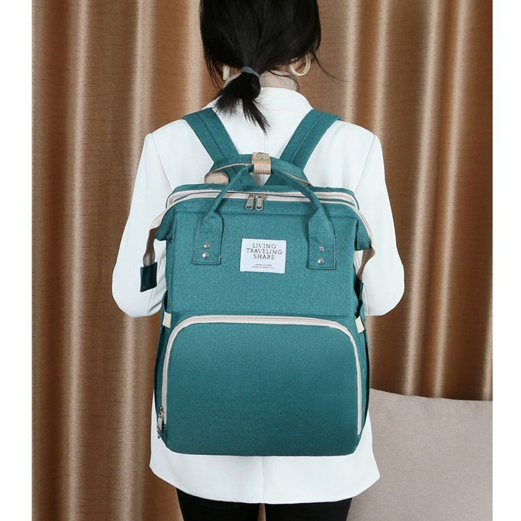 Convertible Baby Bed Diaper Backpack, Waterproof Oxford Multifunction Mommy Bag, 3-Way Hand/Shoulder/Backpack for Travel and Outdoor Use - Gray