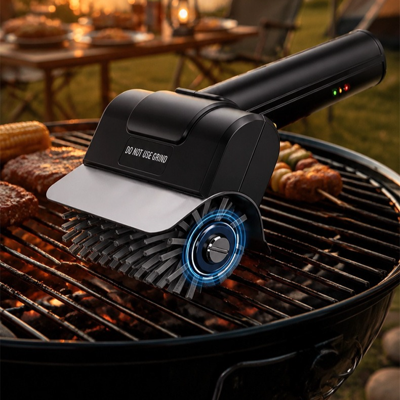 Rechargeable Electric Grill Brush, Stainless Steel Wire Roller BBQ Cleaner Tool Kit for Outdoor