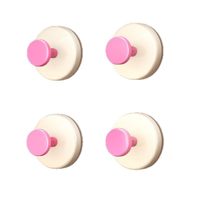 4-Pack - No-Drill Suction Cup Door Handle, Reusable Pull Knob for Wardrobes, Refrigerators, and Glass Sliding Doors - Pink