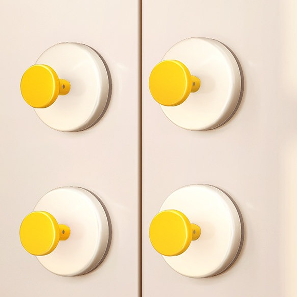 4-Pack - No-Drill Suction Cup Door Handle, Reusable Pull Knob for Wardrobes, Refrigerators, and Glass Sliding Doors - Yellow