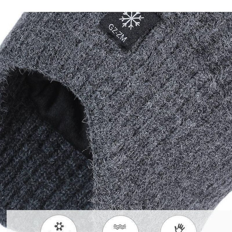 2-Pack - Men's Fleece-Lined Ear Protection Knit Beanie, Warm Thick Winter Hat for Dad or Grandpa - Navy Blue