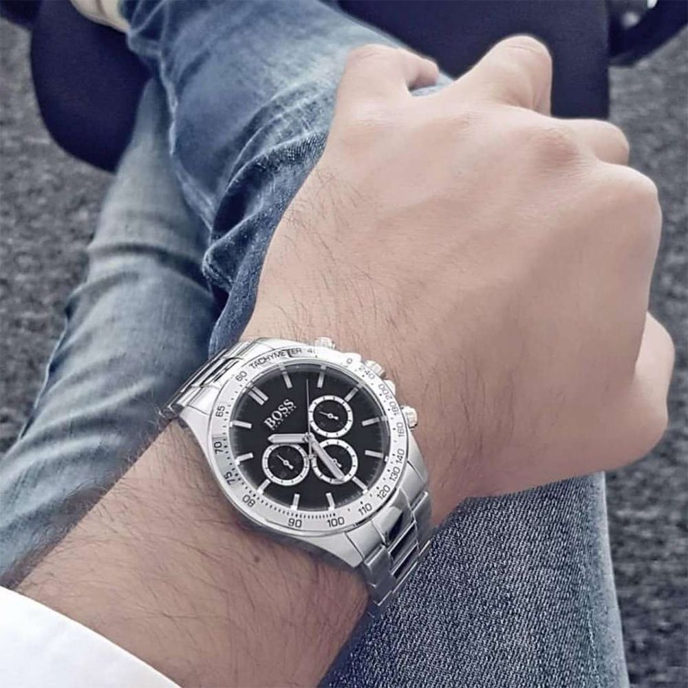 Hugo Boss Ikon 1512965 Men's Stainless Steel Black Dial Chronograph Watch