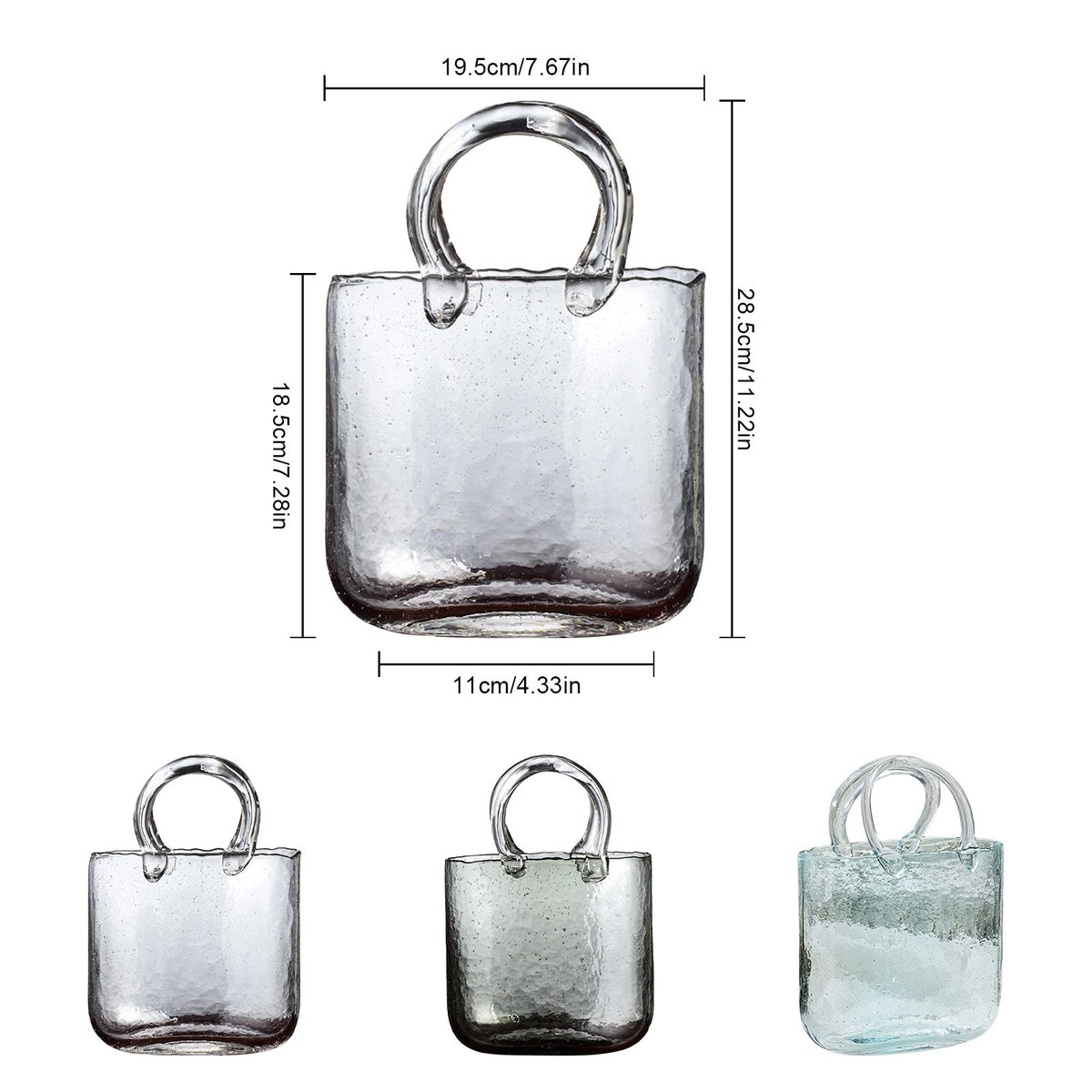 Glass Vase Transparent Hand Basket Living Room Flower Arrangement Creative Bag Fish Tank