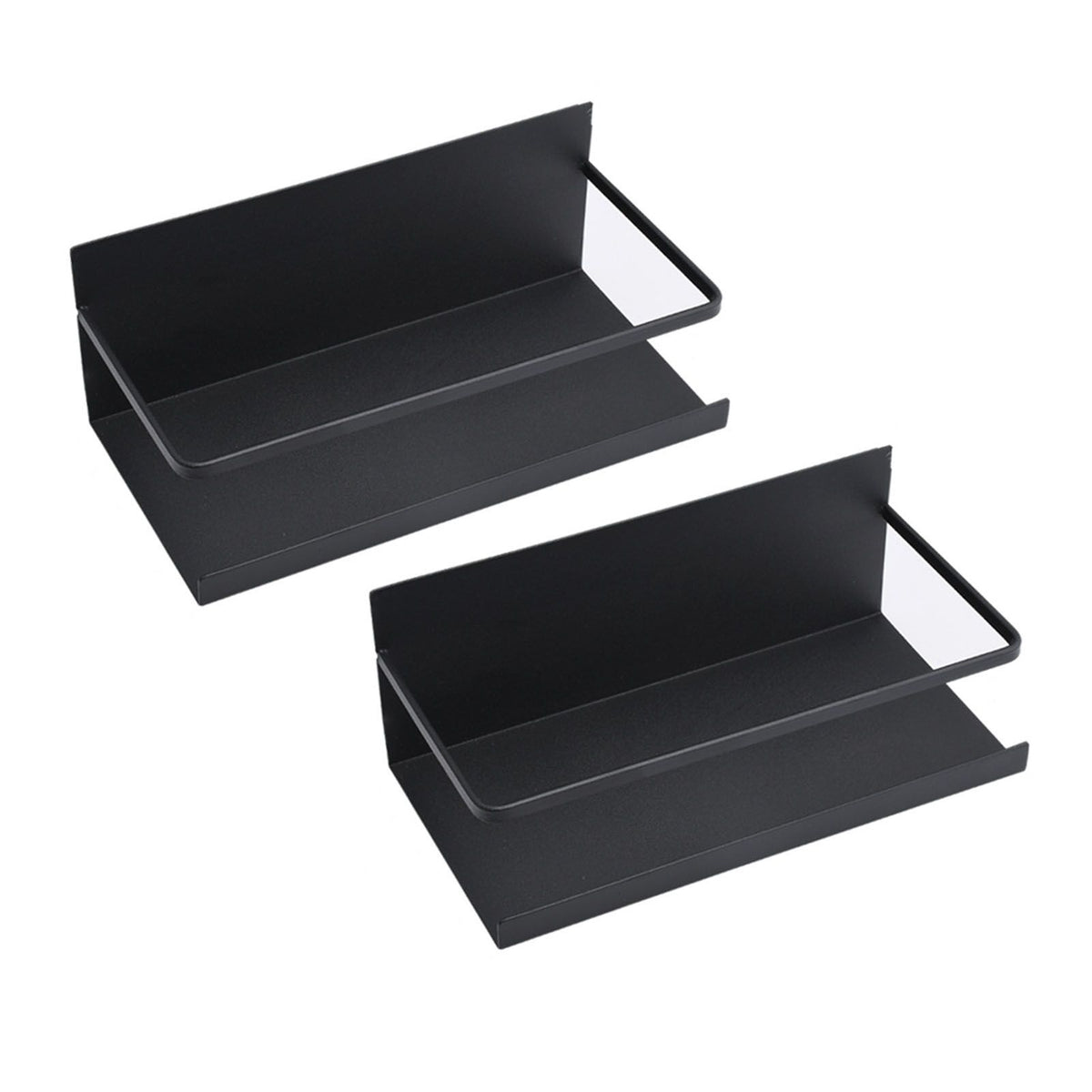 2pcs Magnetic Spice Rack Refrigerator Storage Rack Multi Function Kitchen Storage Shelves Rack Black