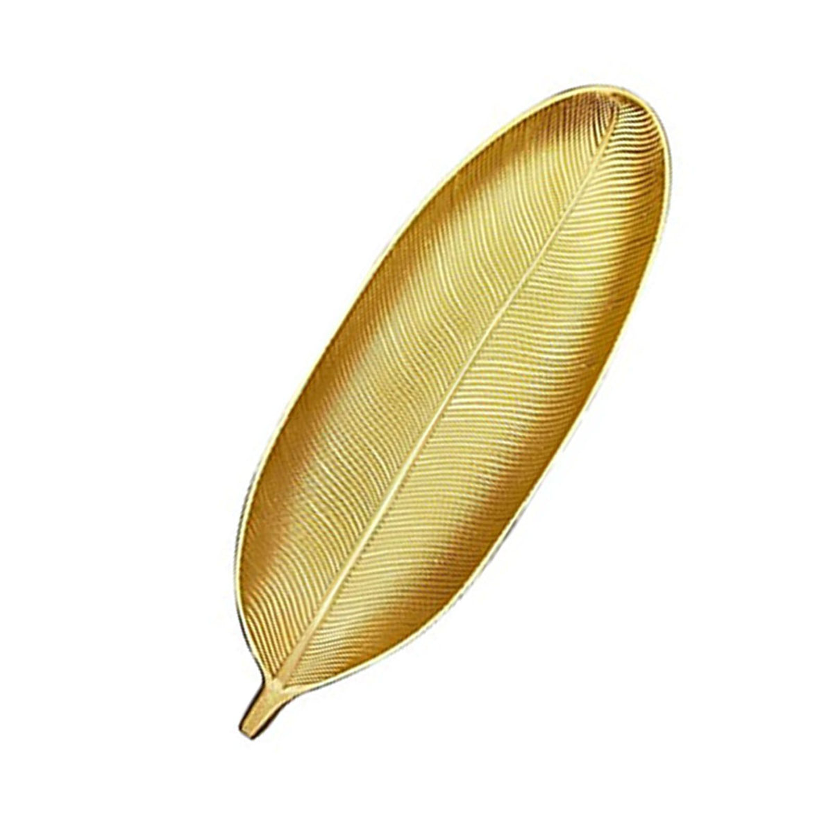 Fruit Plate Golden Style Leaf Shape Brushed Appearance Compact Density Board Serving Dessert Plate for Home S