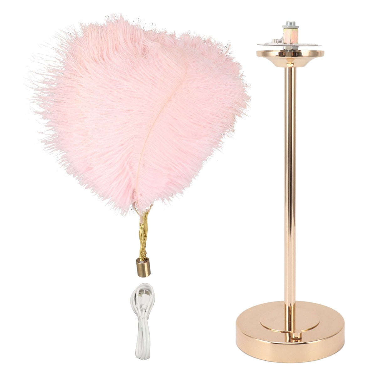 Feather Table Lamp 3 Color Dimmable Touch Switch USB Plug in Romantic Modern Decorative Bedside Light for Bedroom Pink