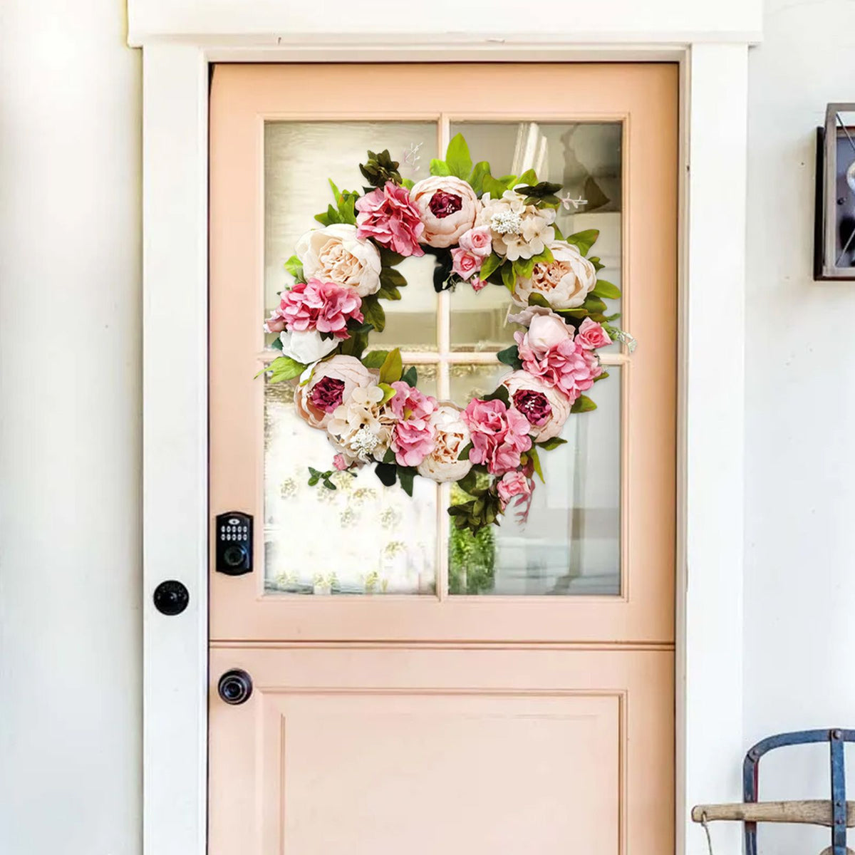 Christmas Wreath Handcraft Peony Wreath Artificial Spring Garland Wreath for Door Wall Wedding Party Home Decor
